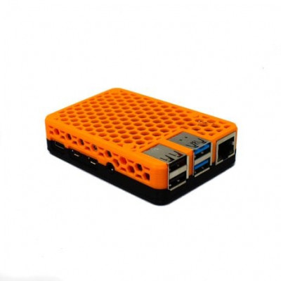 3D Printed Raspberry Pi 4 Case Black Orange