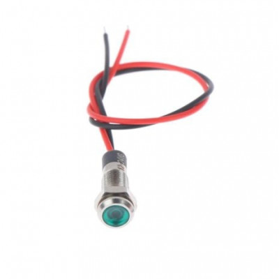 3V 5MM Green LED Metal Indicator Light with 20CMCable (Pack of 5)