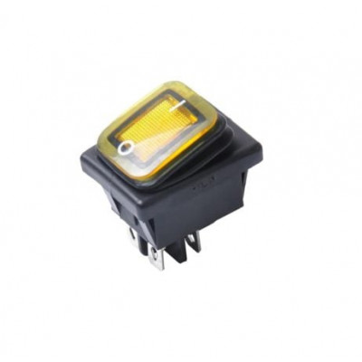 4 Pins 250V 12V UL Illuminated 30A Rocker Switch Yellow