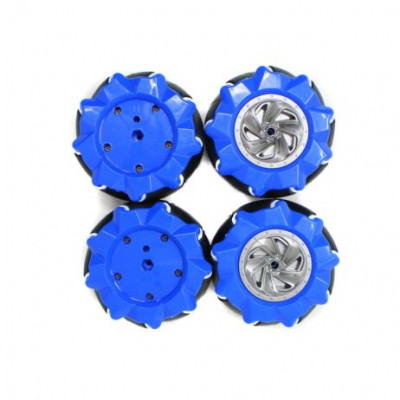 80mm-A Mecanum Wheel Compatible with 6.7mm Coupling (Pack of 4)-Blue