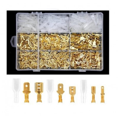 900PCS 2.8/4.8/6.3MM Golden Insulated Male Female Wire Connector Electrical Wire Crimp Terminals Spade Connectors Assorted Kit