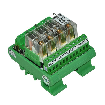 AS363-24V-S-OE Shavison 4 Channel 24V Din Rail/Socket Mounted Solid State Relay Module 230V 5A with Reverse Blocking Diode and Led Indicator