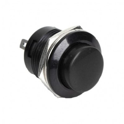 Black R13-507 16MM 2PIN Momentary Self-Reset Round Cap Push Button Switch