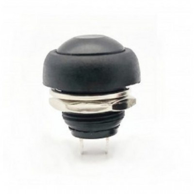 Black Waterproof PBS- 33B 12MM 2PIN Self-Reset Mini Round Push Button