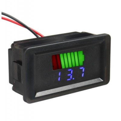 Blue 12-60V Dual Display Automatic Identification Waterproof Voltage Meter