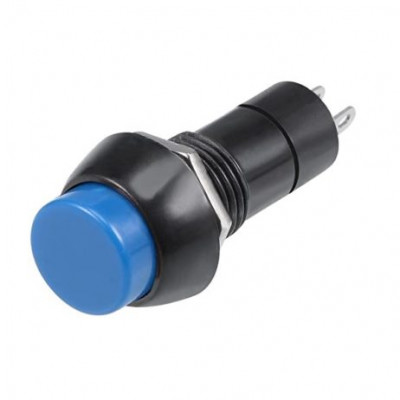 Blue PBS-11B 12MM 2PIN Momentary Self-Reset Round Plastic Push Button Switch