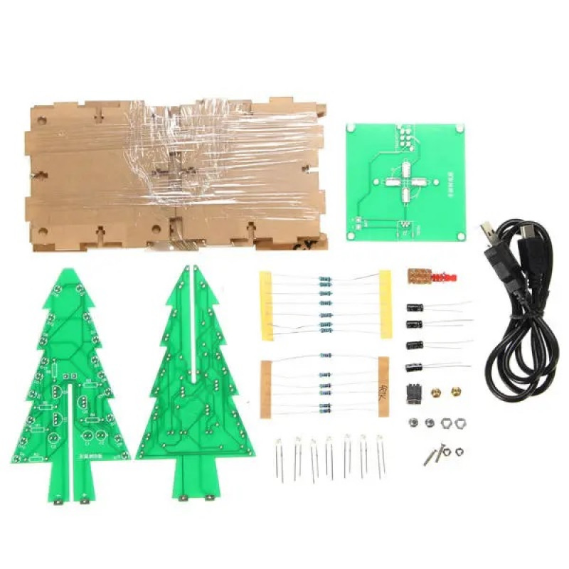 DC 5V Operated Colorful Christmas LED Tree DIY kit with Acrylic Case