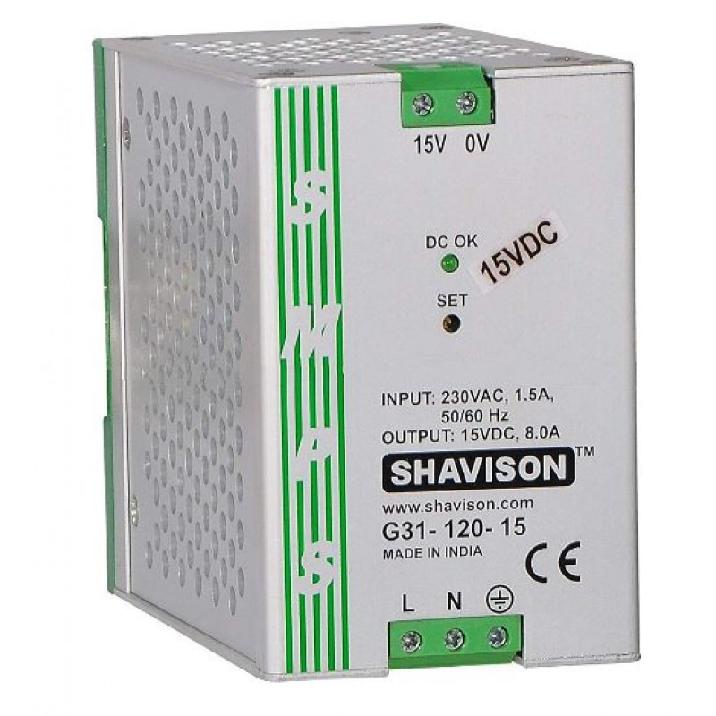 G31-120-15 Shavison DIN Rail SMPS - 15V 8A - 120W Metal Power Supply ...