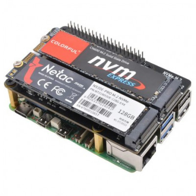 Geekworm X1004 PCIe to Dual 2280 NVMe SSD shield for Raspberry Pi 5