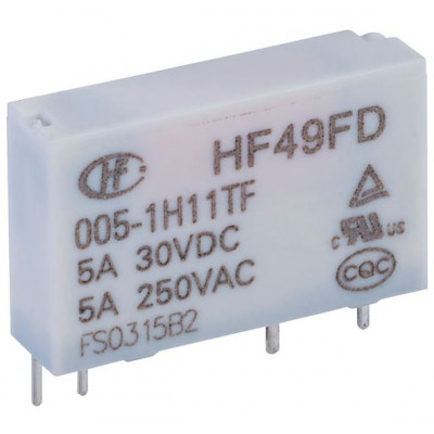 Hongfa 5V 5A DC HF49FD/005-1H11TF 4 Pin SPST Miniature Power Relay