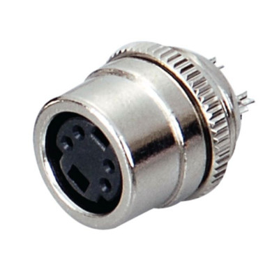 MX 4 Pin Mini DIN Female Socket Connector Chassis Type with Nut (MX-2530)