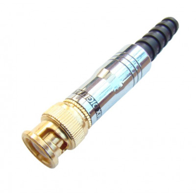 MX BNC Male Plug Connector Full Metal Tip Gold Plated Heavy Duty Shiny Chrome (MX-2888)