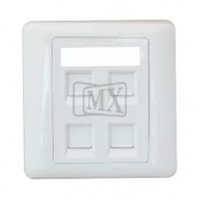 MX Four Port Face Plate Cat 5E and Cat 6 IO with Shutter 86mm x 86mm (MX-2540)