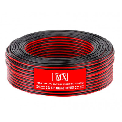 MX High Performance Speaker Cable Red and Black 65 Wire OD 3.6mm x 7.2mm - 50 Meter Coil (MX-3978)