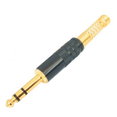 MX P-38 Stereo Male Plug Connector Full Metal with Spring Black Coated Tip Gold Plated For 8mm Cable (MX-2568)