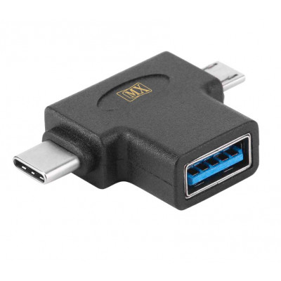 MX USB Type C Male To Micro USB Male + USB A Female 3.0 Adapter (MX ...