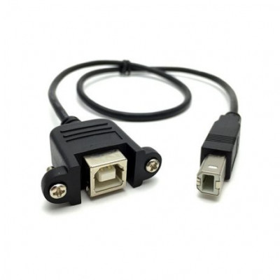 USB 2.0 Type B Male To Type B Female Printer Extension Cable With Panel Mount - 30cm