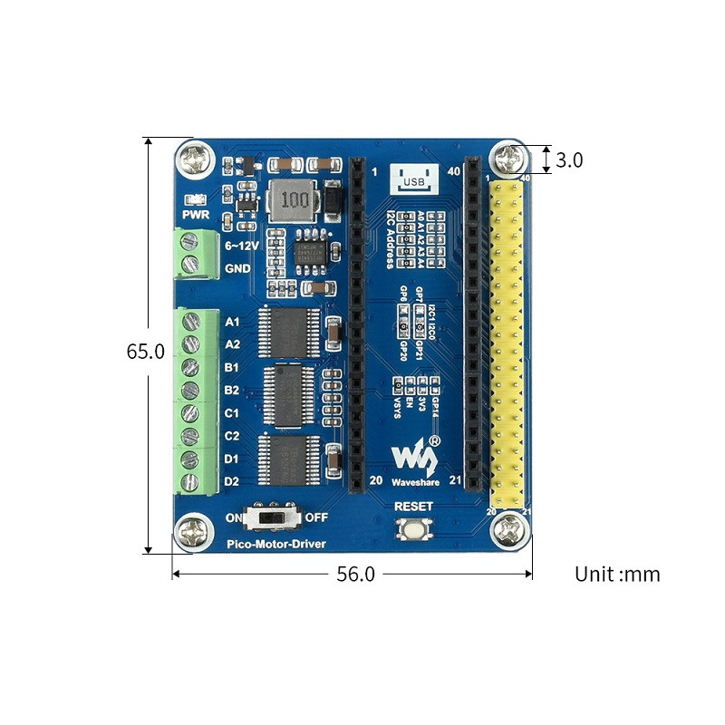 Waveshare Dc Motor Driver Module For Raspberry Pi Pico Driving Up To X Dc Motors Buy Online At