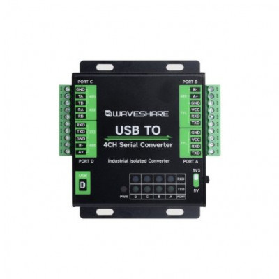 Waveshare Industrial USB To 4-Ch Serial Converter, Original FT4232HL Chip, Supports USB To RS232/485/422/TTL