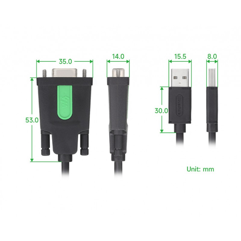 Waveshare Industrial Usb To Rs Serial Adapter Cable Usb Type A To