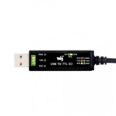 Waveshare Industrial USB TO TTL (C) 6pin Serial Cable, Original FT232RNL Chip, Multi Protection Circuits, Multi Systems Support, With Hardware Flow Control