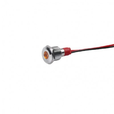 Yellow 10-24V 10mm LED Metal Indicator Light with 15CM Cable