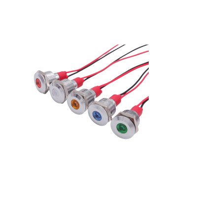 Yellow 10-24V 8mm LED Metal Indicator Light with 15CM Cable