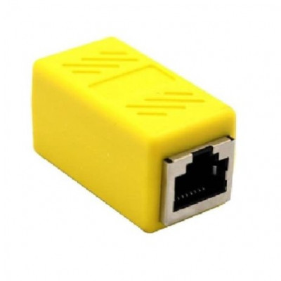 Yellow RJ45 Female To Female CAT6 Network Ethernet LAN Connector Adapter